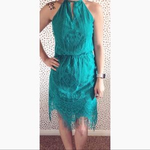 Gianni Bini Lace & Fringe Dress.
